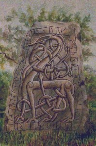Motif based on a runic stone in Myrby, Boglösa, Uppland, Sweden. 11th century