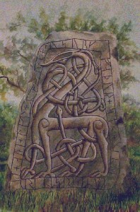 Motif based on a runic stone in Myrby, Boglösa, Uppland, Sweden. 11th century