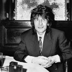 Wood at his art exhibition in Hotel Kramer Malmö 1988.